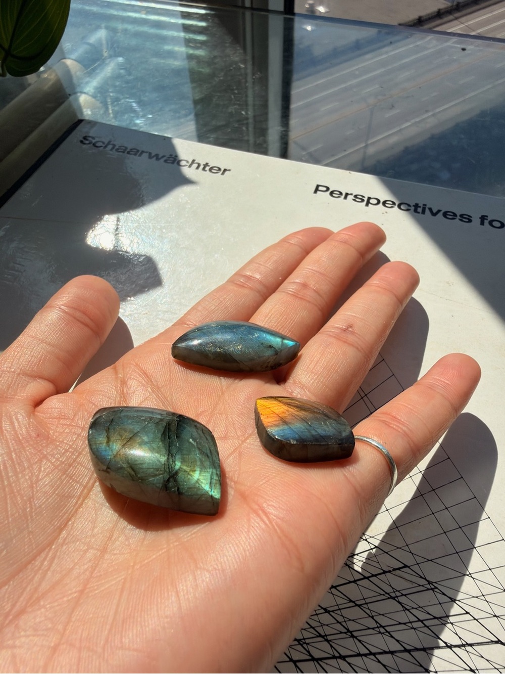 Labradorite Crystal Bundle | 3 Polished Flashy Freeform Stones | Blue Green Gold